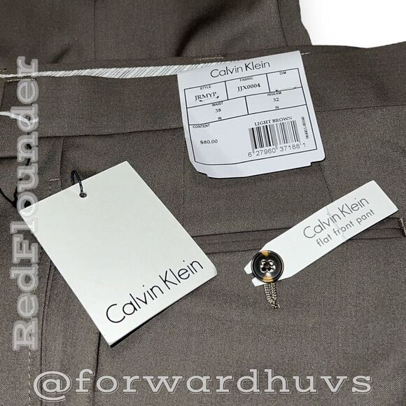 38” x 32” Light Brown Flat Front Calvin Klein Pants NWT - Picture 4 of 9